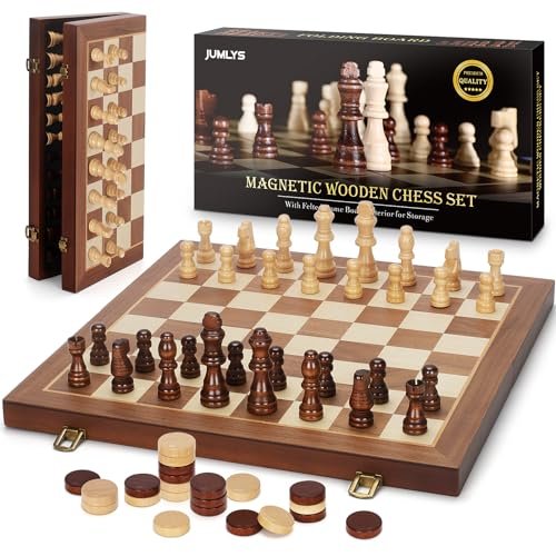 2 in 1 Magnetic Chess Set & Checkers Board, Folding