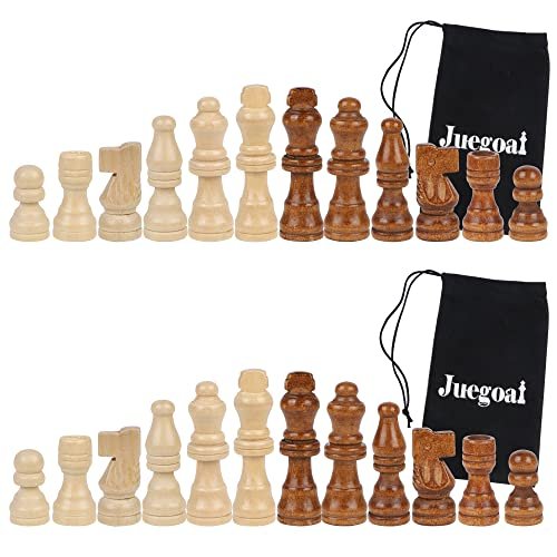 Juegoal 2 Pack Wooden Chess Pieces Only, 2.4-Inch King.