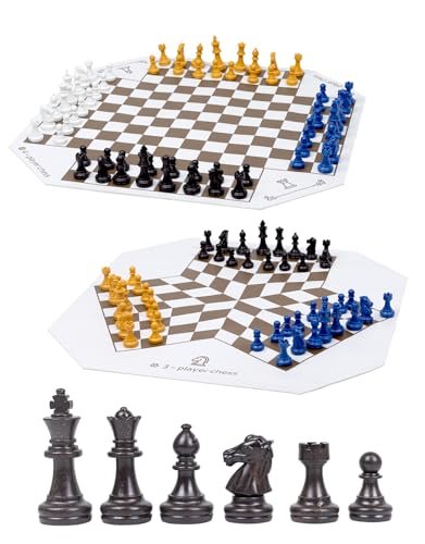 3 or 4 Player Chess Board Game Set Colorful.