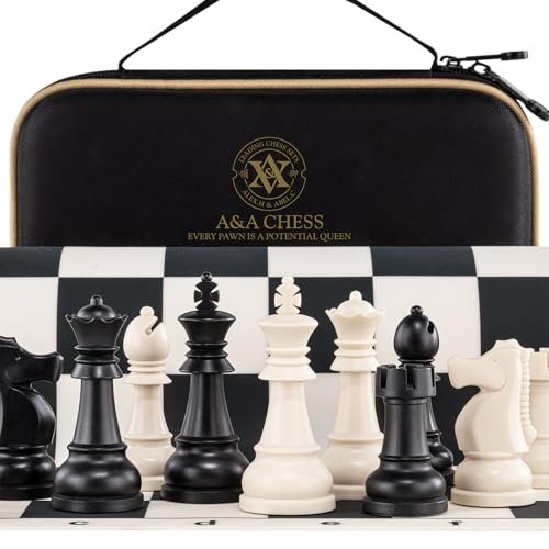 A&A Chess Set - 15''x15'' Foldable Silicone Board and Pieces