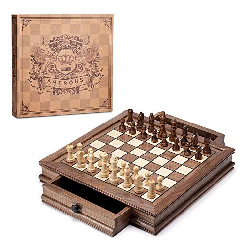 AMEROUS Magnetic Wooden Chess Set, 12.8