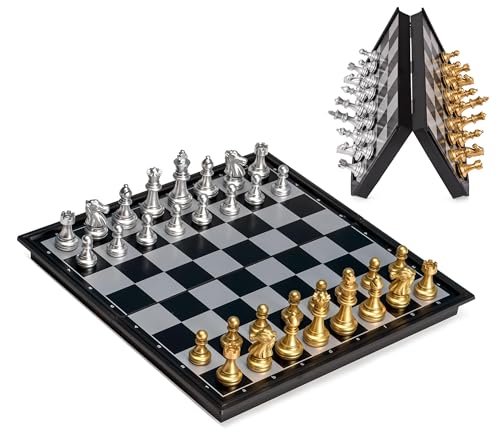Magnetic Travel Chess Set Game with Folding Board Storage.