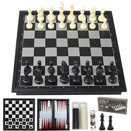 Travel Chess Set 3 in 1-10 Inch Magnetic Board Games.
