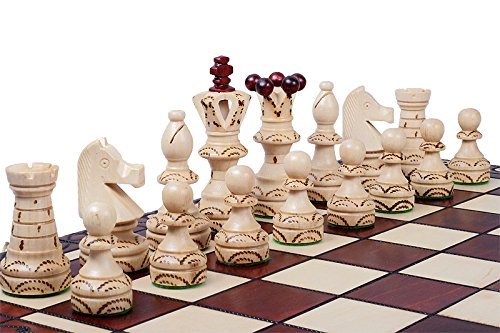 Beautiful Handcrafted Wooden Chess Set with Wooden Pieces.