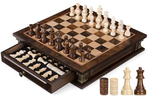 Peradix Magnetic Chess Set with 2 Built-in Storage Drawers.