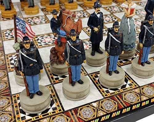 US American Civil War Queens Painted Chess Set