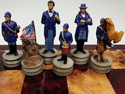 US Generals Civil War Set of Chess Men Pieces Hand