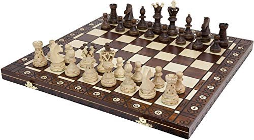 Handmade European Wooden Chess Set with 21 Inch Board and