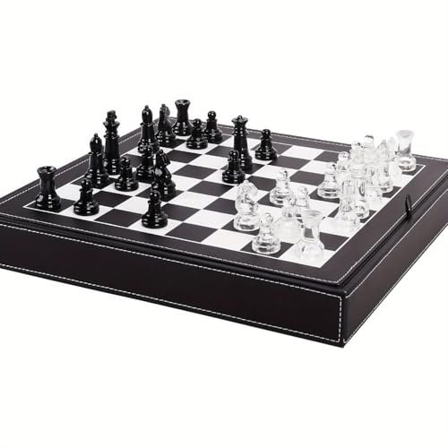 Luxury Glass Chess Set for Adults - Extra Queens and