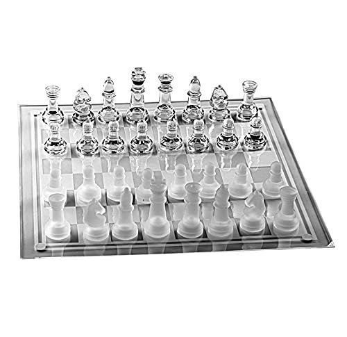 Glass Chess Board Anti-Broken Elegant Glass Chess Pieces...