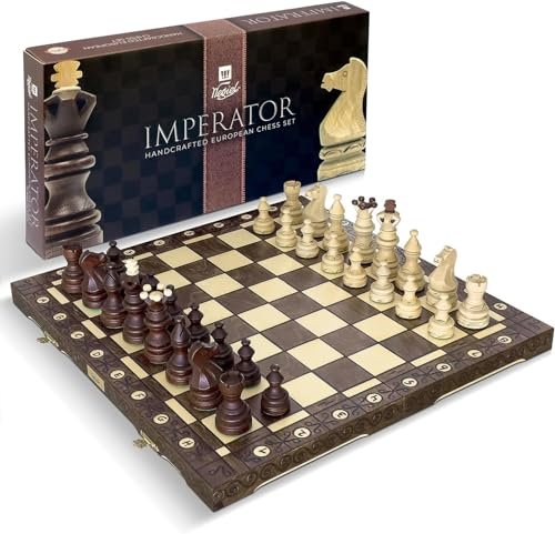 Wegiel Imperator 21-Inch Luxury Wooden Chess Set Folding...