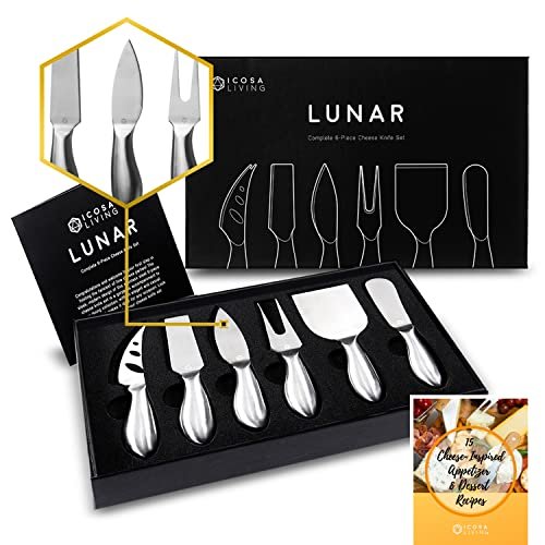 ICOSA Living Lunar 6-Piece Cheese Knife Set for Charcuterie.