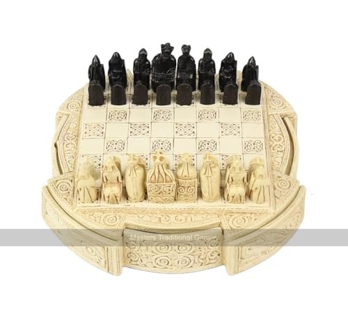 Isle of Lewis Chess Set - Compact Resin Cabinet Cream.