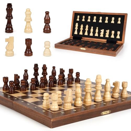Magnetic Travel Chess Set 12-inch Wooden Magnetic Board...
