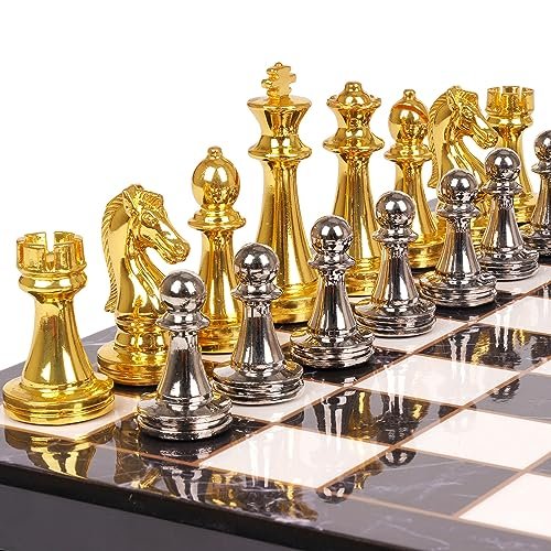 Metal Chess Set for Adults and – Marbled Board.