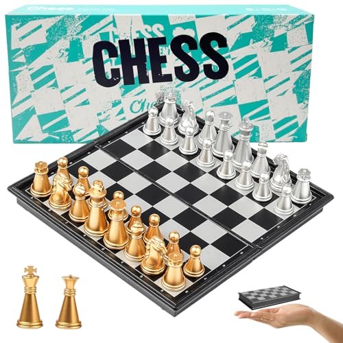 Mini Travel Chess Set Magnetic Vikutu 5.11 Inches Folding...