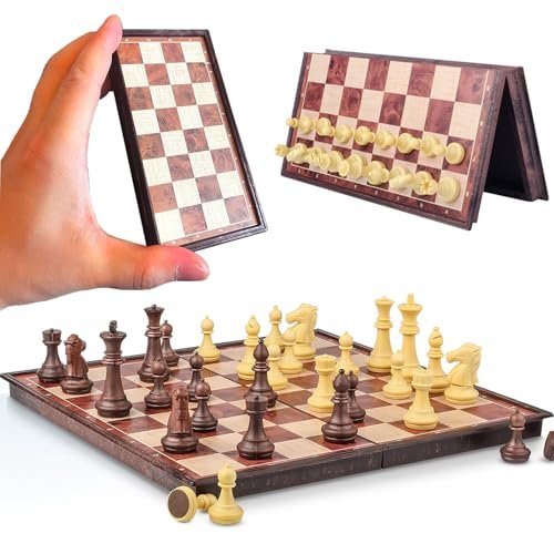 Magnetic Travel Chess Set - Folding Chess Board Storage Box.