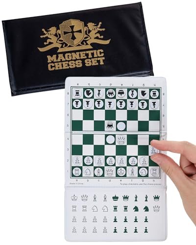 WE Games Mini Magnetic Travel Chess Set Foldable Board
