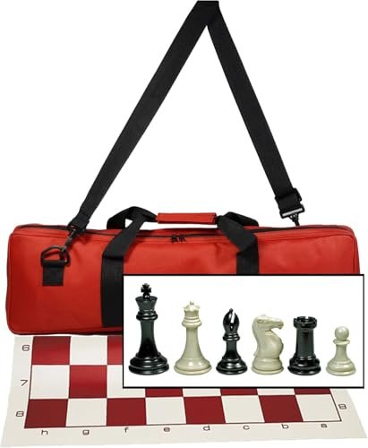 WE Games Tournament Chess Set with Deluxe Red Canvas Bag.