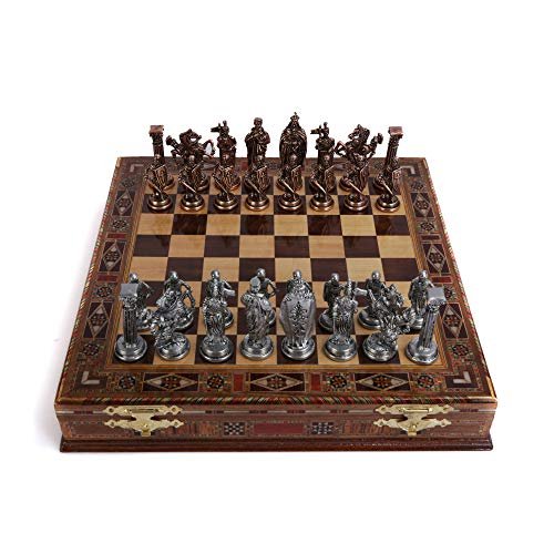 Medieval British Army Antique Copper Metal Chess Set for...
