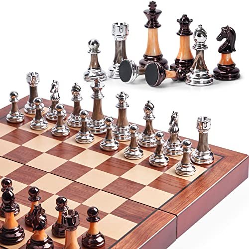 VAMSLOVE Chess Set Large 16''/42cm Folding Wooden Board...