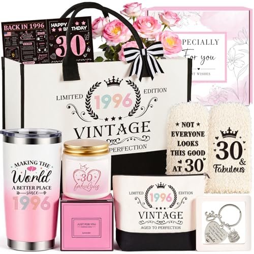 30th Birthday Gifts for Women, Vintage 1996 Gift Basket