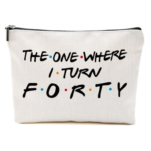 Blue Leaves Funny 40th Birthday Gifts Women Makeup Bag