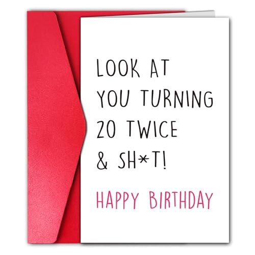 Esivelo Funny 40th Birthday Card for Friend Turning 20 Twice
