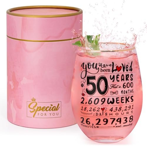 50th Birthday Gifts for Her - Funny 1975 Wine Glass