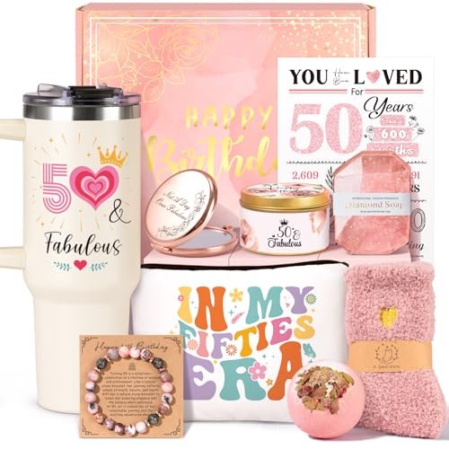 50th Birthday Gifts for Women Her, Unique 1976 Gift Basket