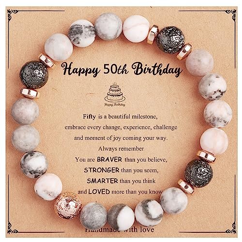 Yiyang 50th Birthday Gifts for Women Beads Bracelet