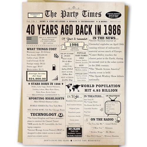 Ziwenhu Big 40th Birthday Card Gift for Men and Women