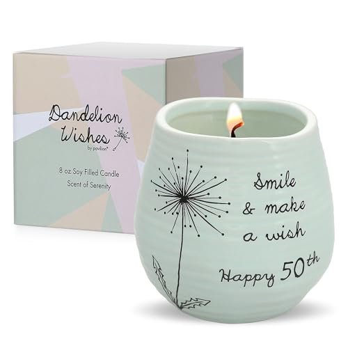 Pavilion Gift Company - 8 Oz Candle Happy 50th Birthday