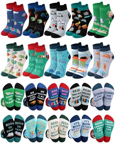 Liitrsh 10 Pairs Book Lover Socks for Women and Men