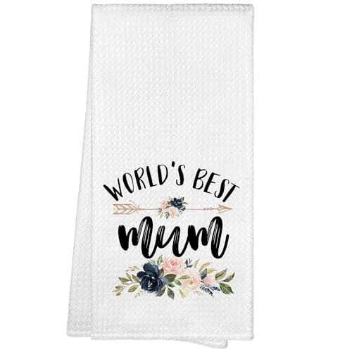 WAITPI Mum Mom Gifts Kitchen Towels, World's Best Mum