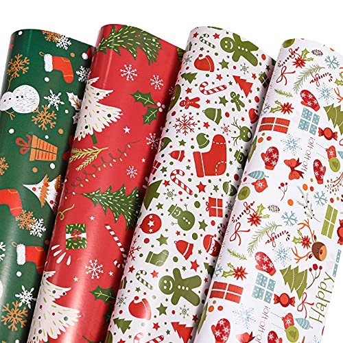 PlandRichW Christmas Wrapping Paper Folded for Kids, 12...