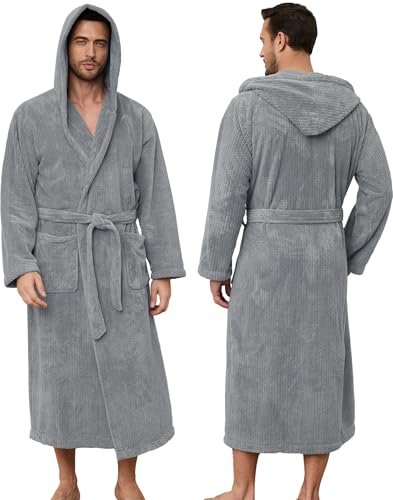 PJGGZ Men's Bathrobes with Hood, Soft Long Absorbent Towel...