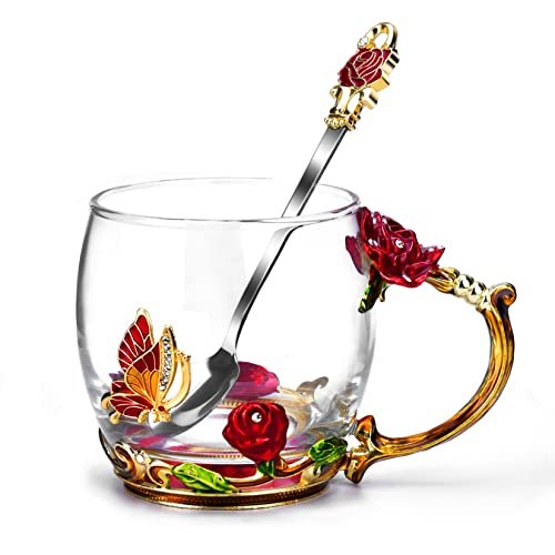 OEAGO Gifts for Mom Women Valentines Day Enamel Glass Mug