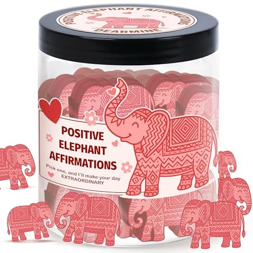 Positive Elephant Jar with 60 Affirmation Cards, Friendship...