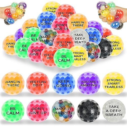 20 Pack Colorful Motivational Mini Stress Balls Fidget Toy...