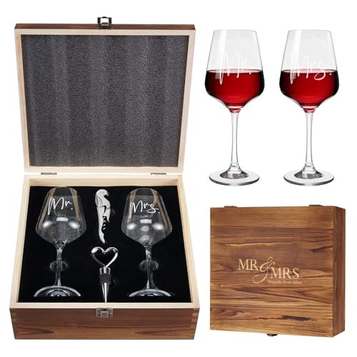 AW BRIDAL Mr and Mrs Wine Glasses Wedding Gift Set