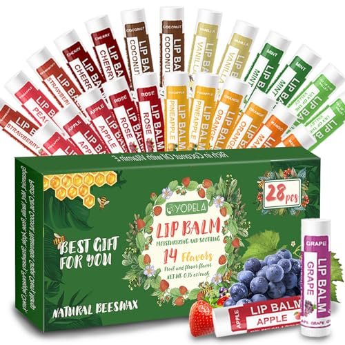 Yopela 28 Pack Natural Lip Balm Bulk with 14 Flavors