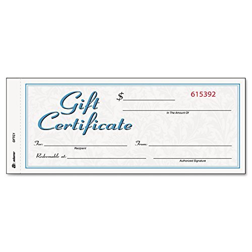 Adams Gift Certificate Book, Carbonless, Single Paper,...