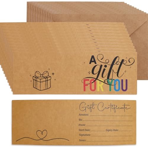 Ceiba Tree 30Pak Blank Gift Certificates for Business with...