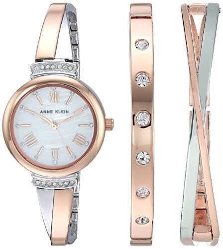Anne Klein Women's Premium Crystal Accented Bangle Watch...
