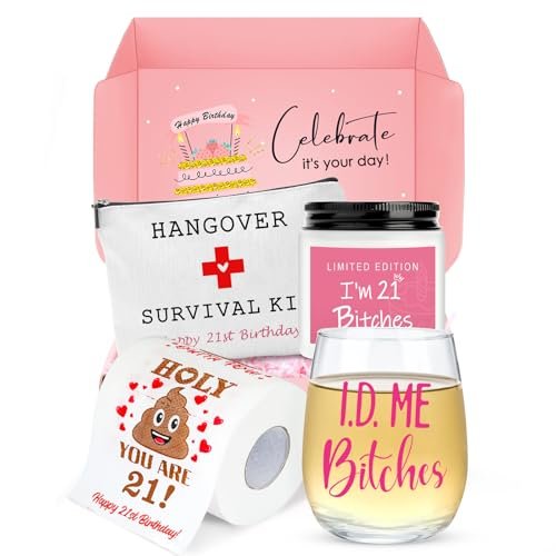 21st Birthday Gifts for Her Unique 21 Wine Glass Set