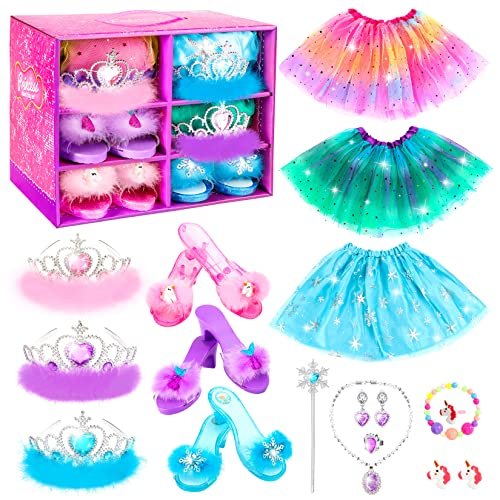 Princess Dress Up Shoes Set, Girls Dress Up Jewelry Kit