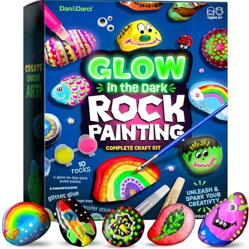 Dan&Darci Kids Rock Painting Kit - Glow in the Dark