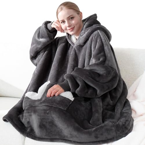 Touchat Wearable Blanket Hoodie, Oversized Sherpa Fleece...