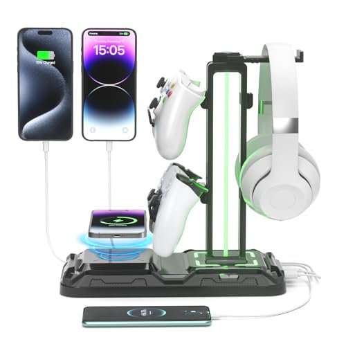 KDD Headphone & Controller Stand with Wireless Charging...
